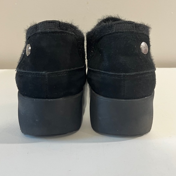 Bernie Mev Black Fuzzy Rhinestone Slip-On Loafer Shoes Womens 38 Chic Whimsigoth - Picture 3 of 7